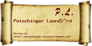 Petschinger Leonárd névjegykártya